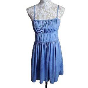 Theory Dress Mini Yumi Luxe Wash Blue Dyed Sundress Women's 2